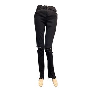 Cotton Citizens Black Distressed Jeans With Ankle Slits Size 25
